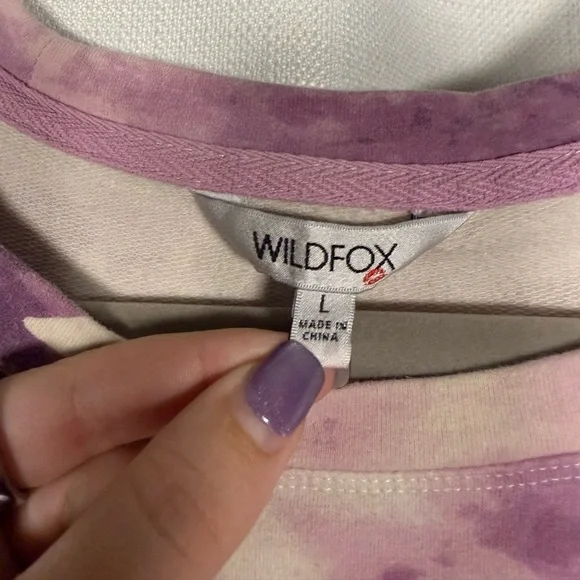 Wildfox Purple and White Tye Dye Star Crewneck Sweatshirt Large - Picture 4 of 7